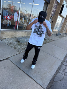 StyleGods STACKED Track Pants- BlackWhite