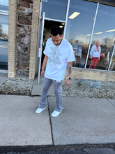StyleGods STACKED Track Pants- Grey\White