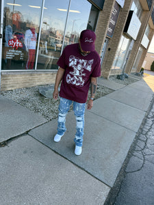 StyleGods Angel T Shirt - Maroon\White