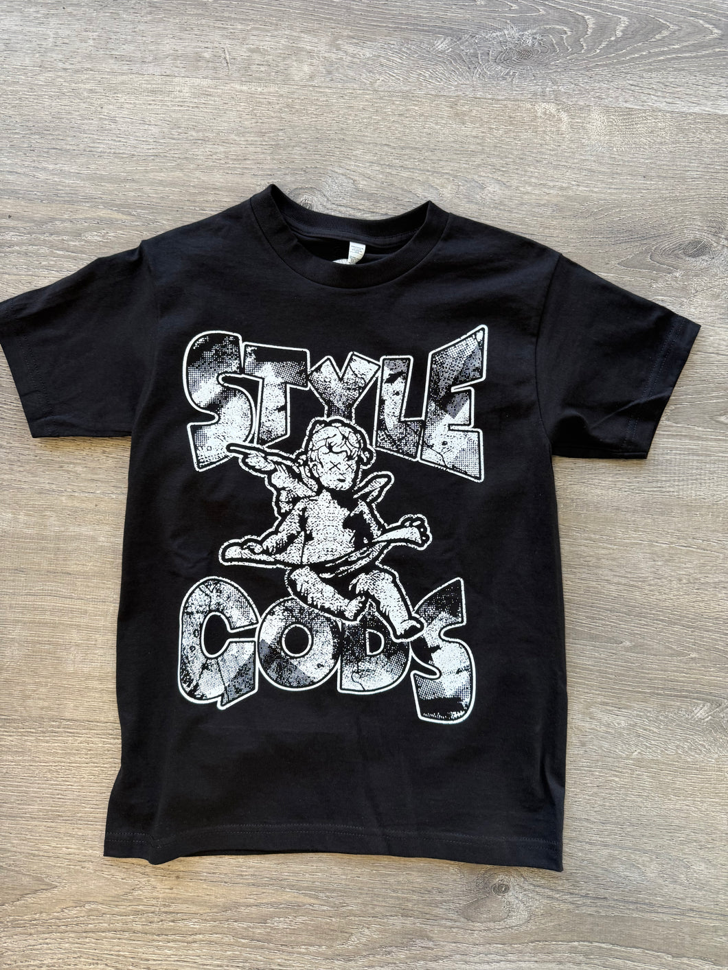 StyleGods Distress Angel T Shirt - Black\White