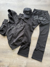 StyleGods Signature Script Stacked Pullover Jogging Suit - Black Nailhead