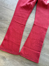 StyleGods Fleece RhineStone Stacked Joggers  - Brick