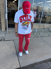 StyleGods Fleece RhineStone Stacked Joggers  - Brick