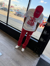 StyleGods Fleece RhineStone Stacked Joggers  - Brick