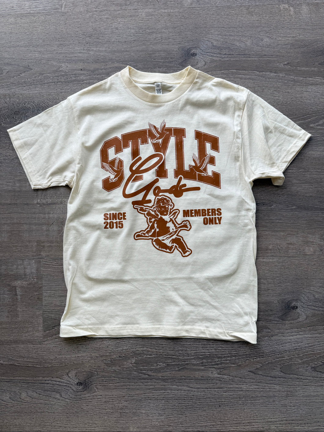 StyleGods Angel T Shirt - Tan\Brown