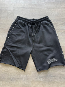 StyleGods Fleece RhineStone Shorts  - Black
