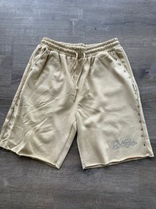StyleGods Fleece RhineStone Shorts  - Beige