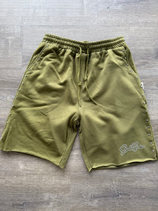 StyleGods Fleece RhineStone Shorts  - Olive