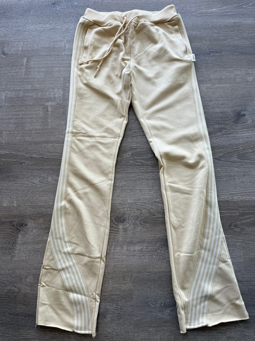 StyleGods Fleece Stacked 5 Joggers-Beige
