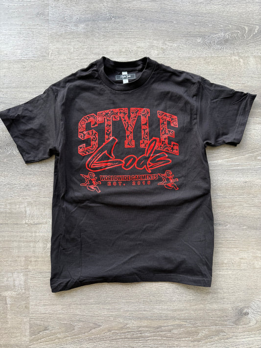 StyleGods Style Collection Bandana T Shirt - Black\Red