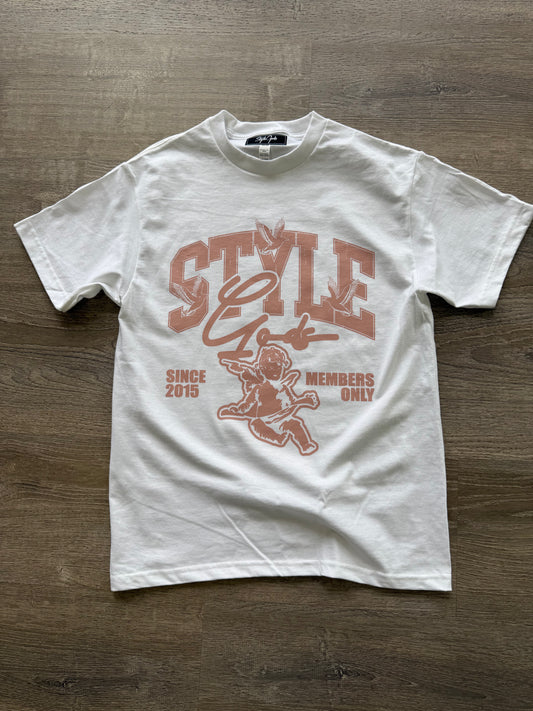 StyleGods Angel T Shirt - White\Dusty Pink
