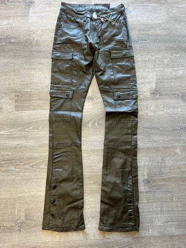 Bleeker and Mercer- Wax Denim Cargo STACKED FIT D605 - Olive