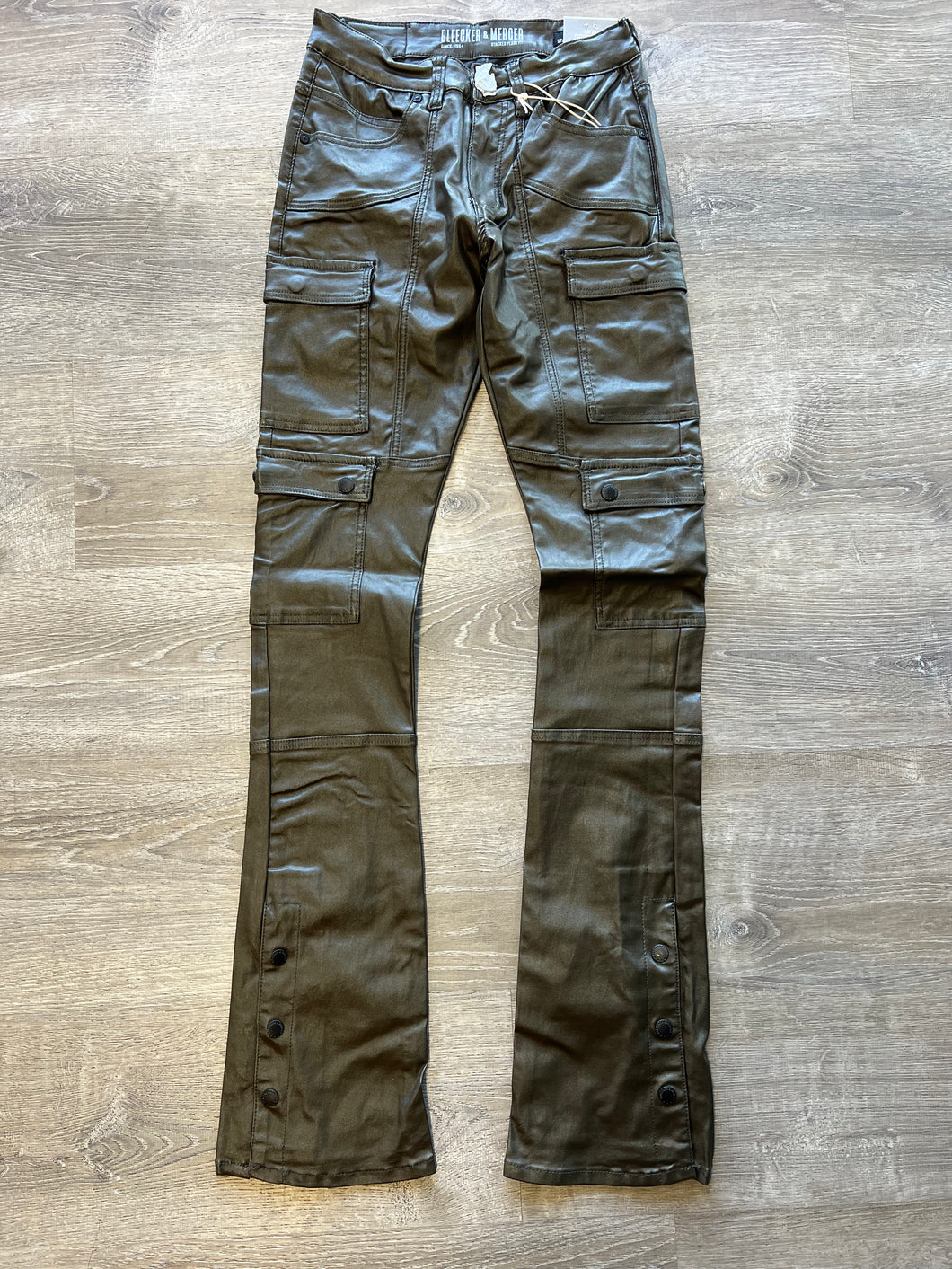 Bleeker and Mercer- Wax Denim Cargo STACKED FIT D605 - Olive