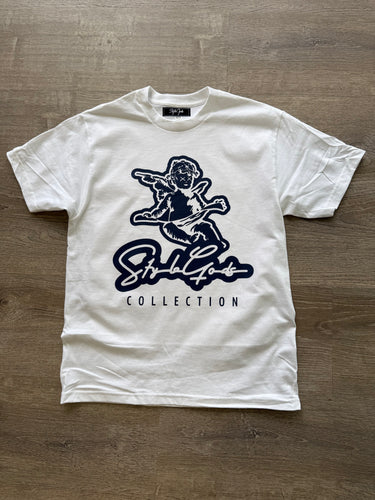 StyleGods Angel T Shirt - White\Navy