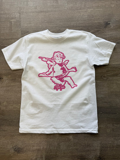 StyleGods Angel T Shirt - White\Mauve