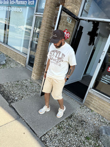 StyleGods Fleece RhineStone Shorts  - Beige