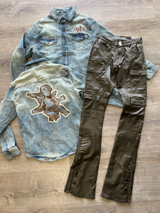 StyleGods Angel Denim Shirt - Lt. Tint/Tan/Brown
