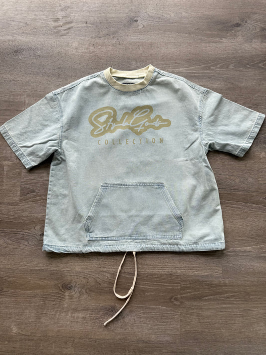 StyleGods Denim Crop Signature Script - Denim\Beige