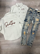 FWRD- Rip and Repair Denim Cargo STACKED FIT FW-33977A Lt. Tint