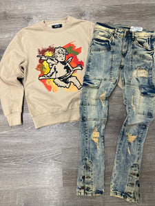 StyleGods Paint Splash Crew - Tan/Multi
