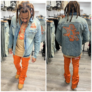 StyleGods Angel Denim Shirt - Lt. Tint/Burnt Orange/Brown