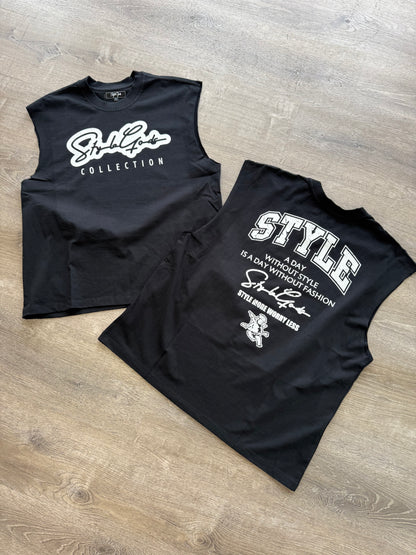 StyleGods Sleeveless T Shirt Boxy Fit - Black