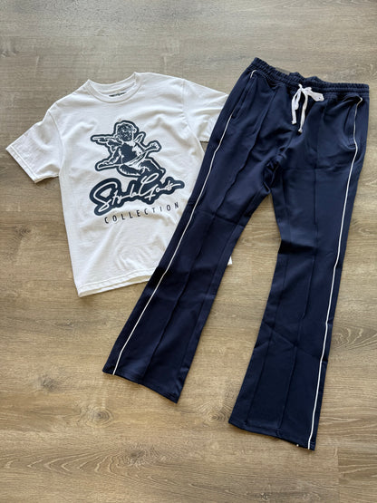 Rebel Minds STACKED Track Pants- Navy