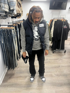 StyleGods Chenille Angel  Houndstooth Hoodie - White/Black