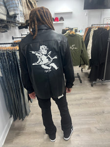 StyleGods Leather and Suede Shirt - Black/White