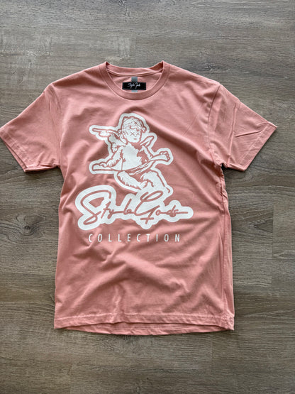 StyleGods Angel T Shirt - Mauve\White