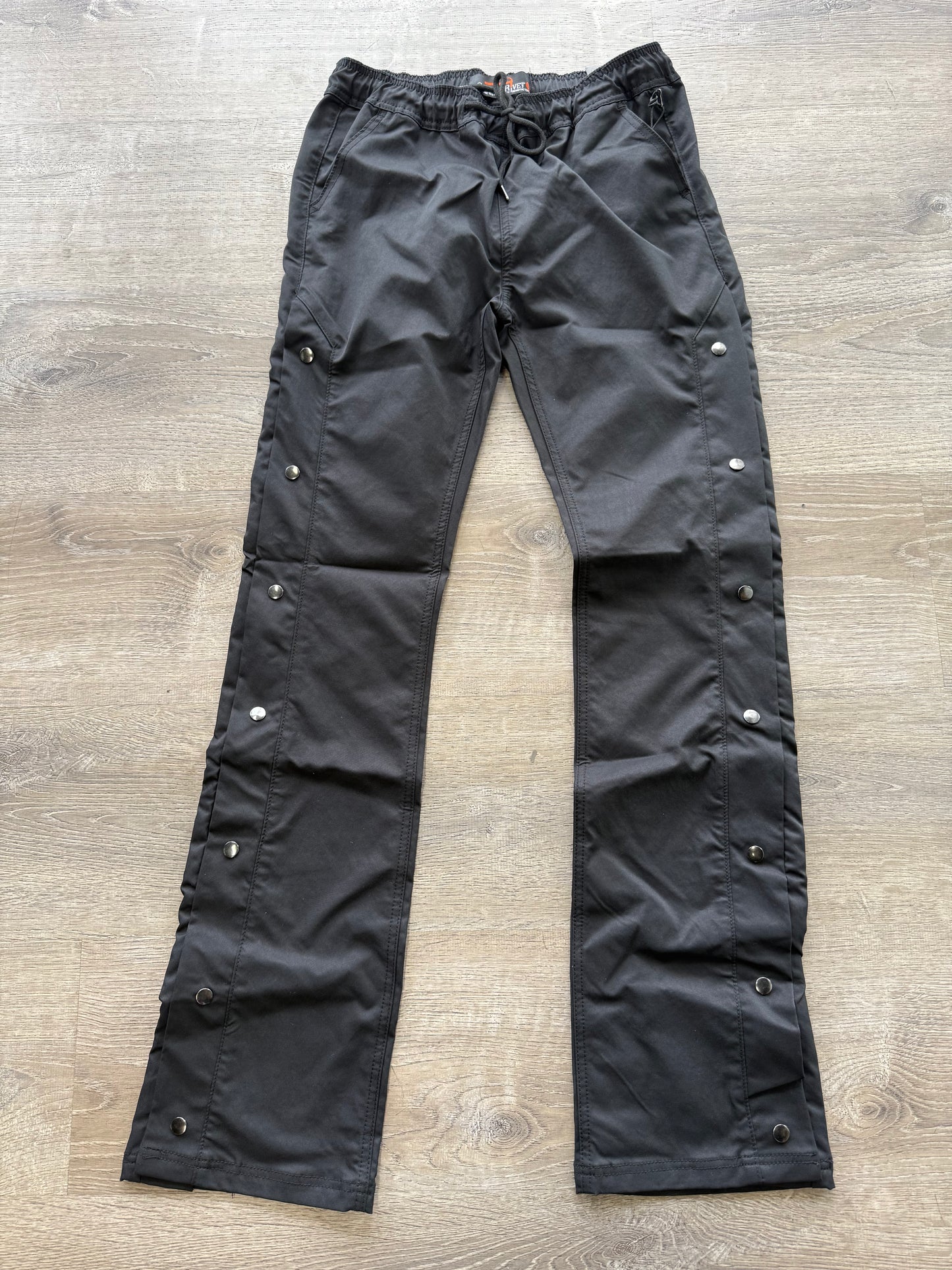 Copper Rivet NYLON Stacked Snap Pants  Black