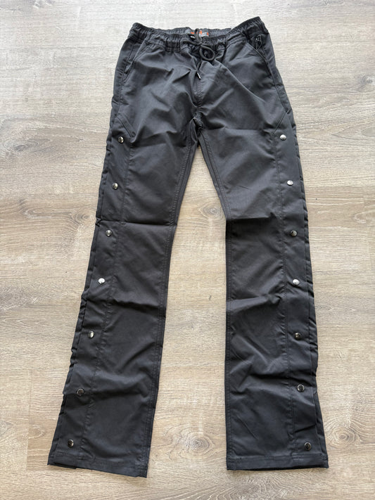 Copper Rivet NYLON Stacked Snap Pants  Black