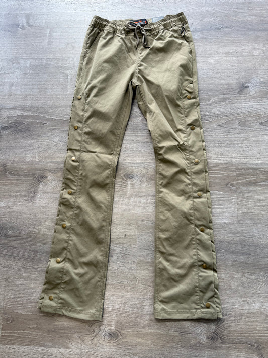 Copper Rivet NYLON Stacked Snap Pants  Olive