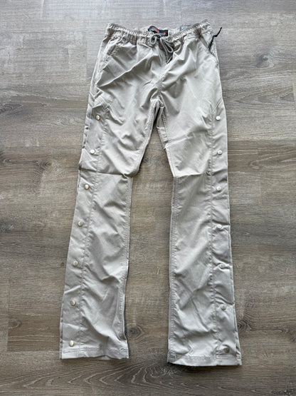 Copper Rivet NYLON Stacked Snap Pants  Grey
