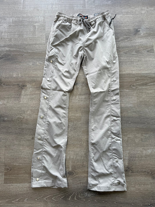 Copper Rivet NYLON Stacked Snap Pants  Grey