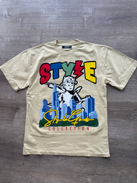 StyleGods City Angel T Shirt - Vintage Tan