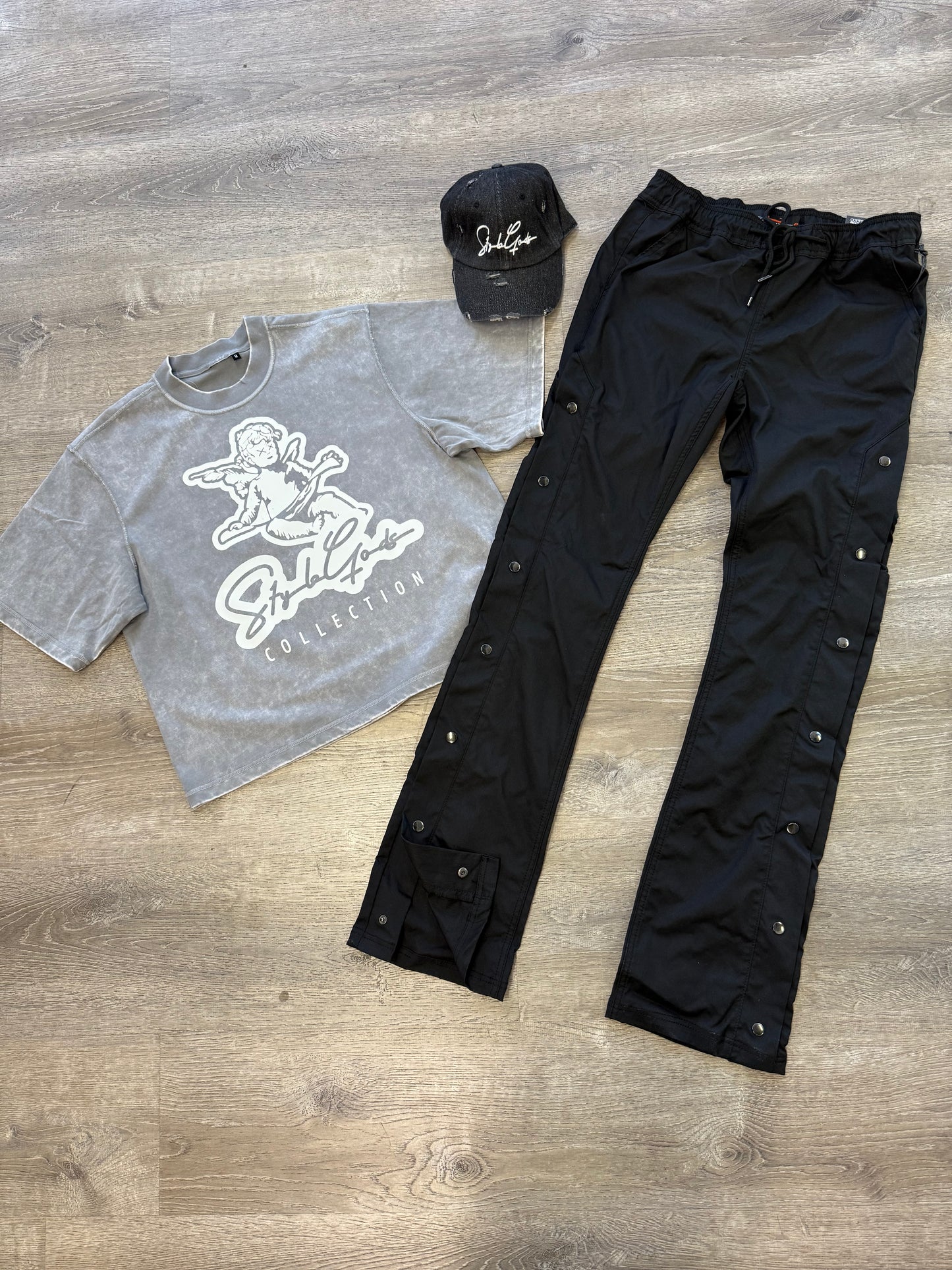 StyleGods Angel Crop T  - Vintage Grey\White