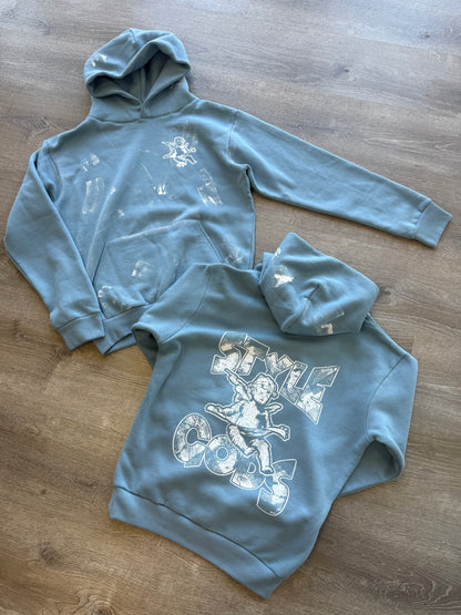 StyleGods Angel Paint Hooded SweatShirt - Denim Blue\White