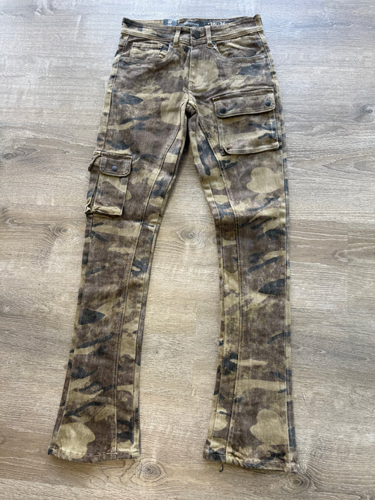 Arketype -  Denim Stacked Camo Cargo P35 Olive Camo