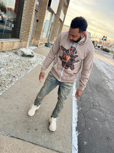 StyleGods Angel Zip up Hoodie - Tan
