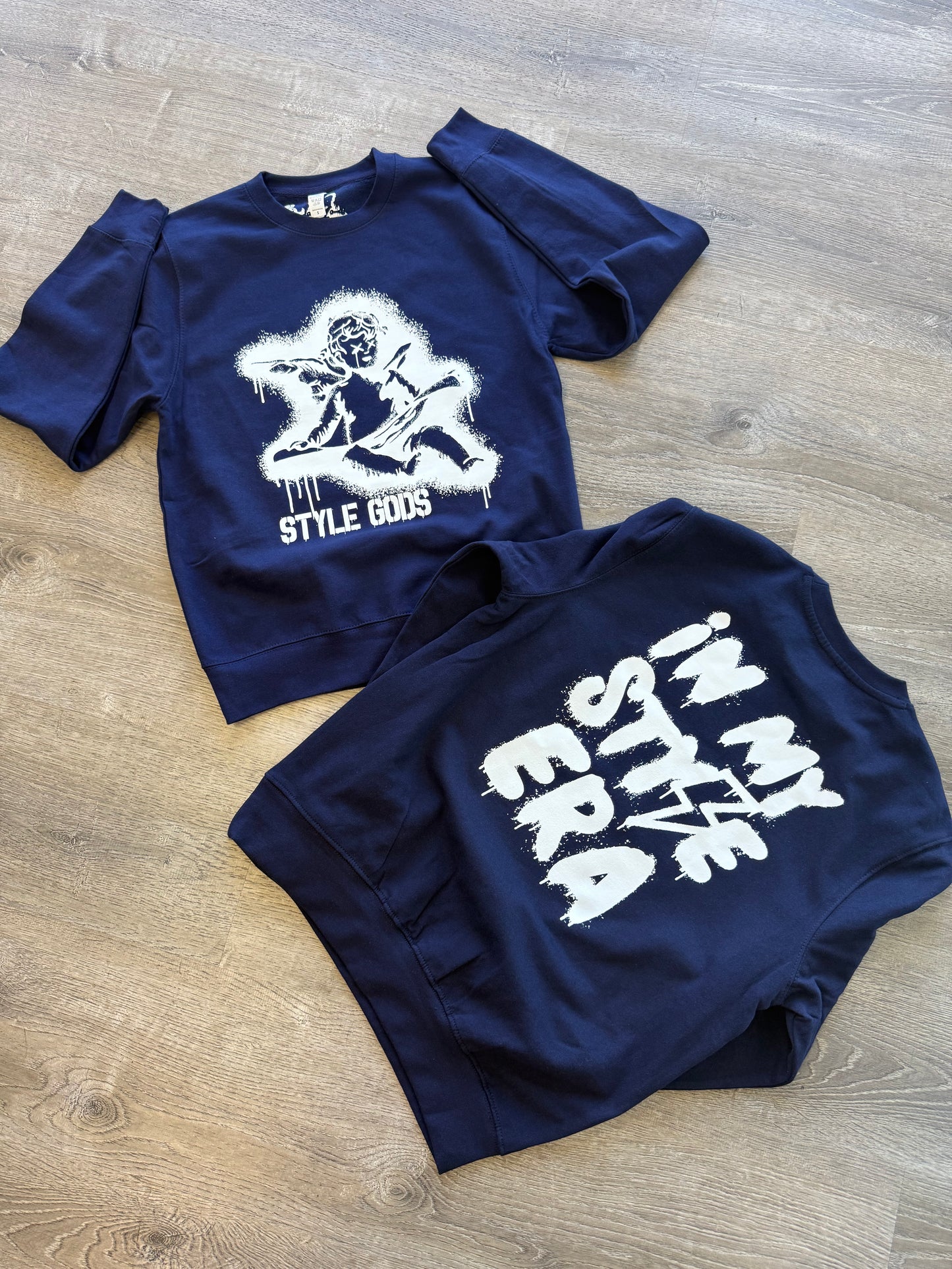StyleGods Paint Angel  Crewneck SweatShirt - Navy