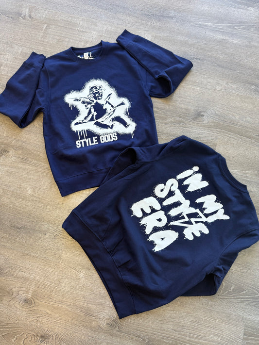 StyleGods Paint Angel  Crewneck SweatShirt - Navy