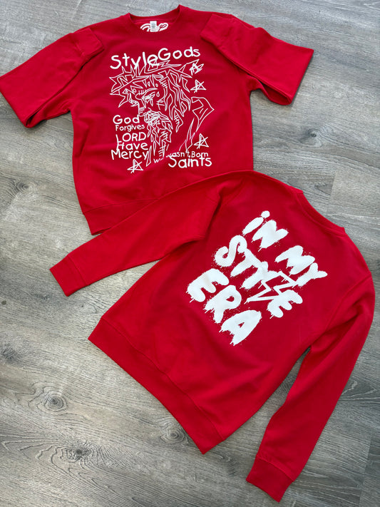 StyleGods Jesus Piece Crewneck SweatShirt - Red