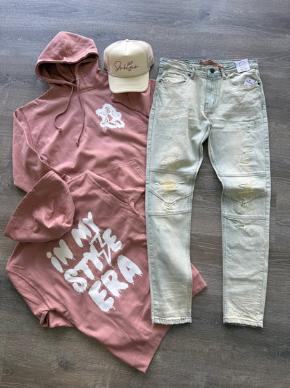 StyleGods Spray Angel Hooded SweatShirt - Dusty Pink