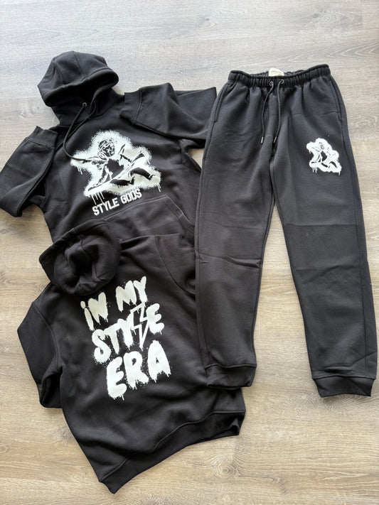 StyleGods Spray Angel Hooded Jogging Suit - Black