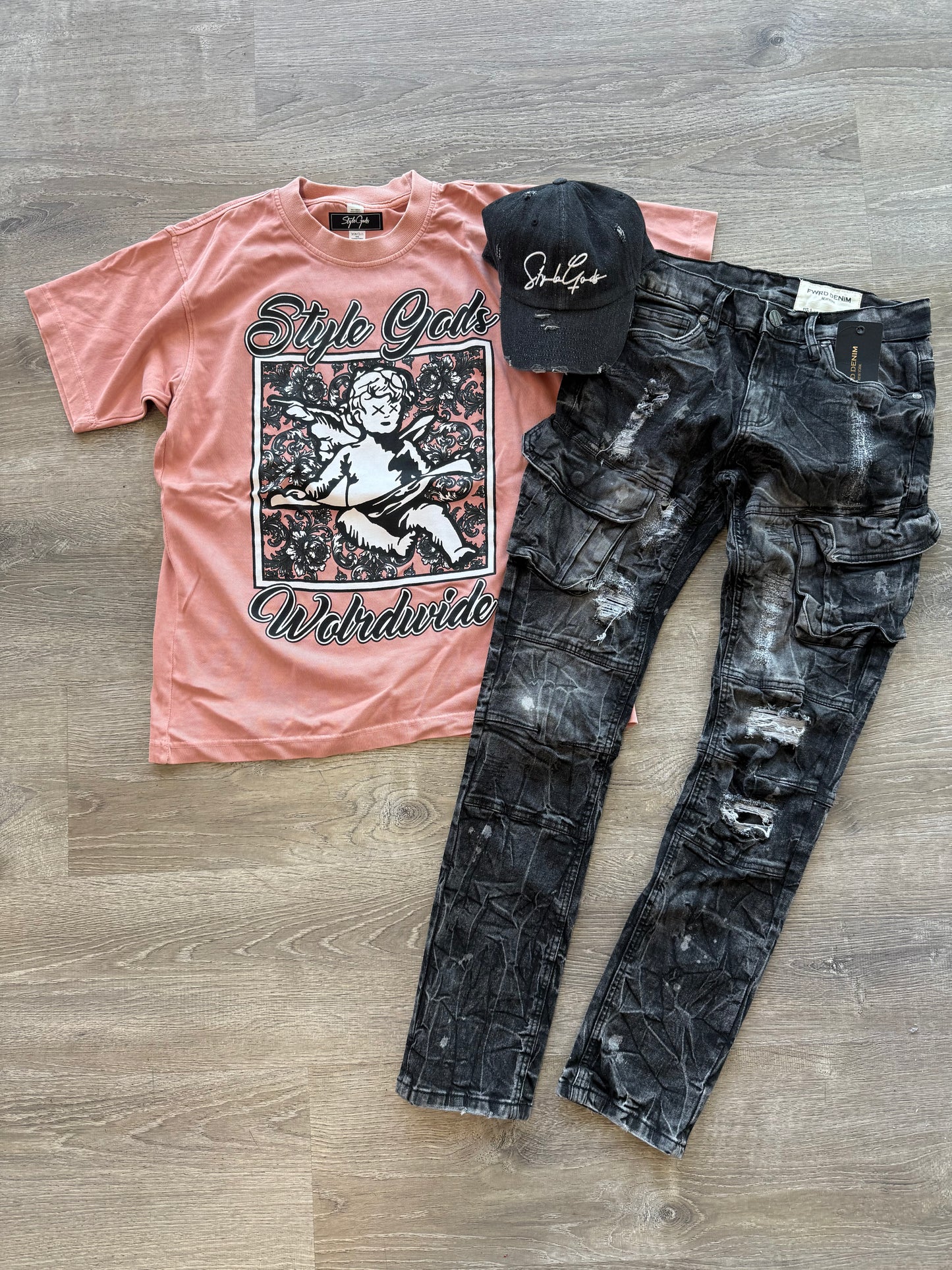 StyleGods Angel Paint T Shirt -  Mauve\White\Grey\Black