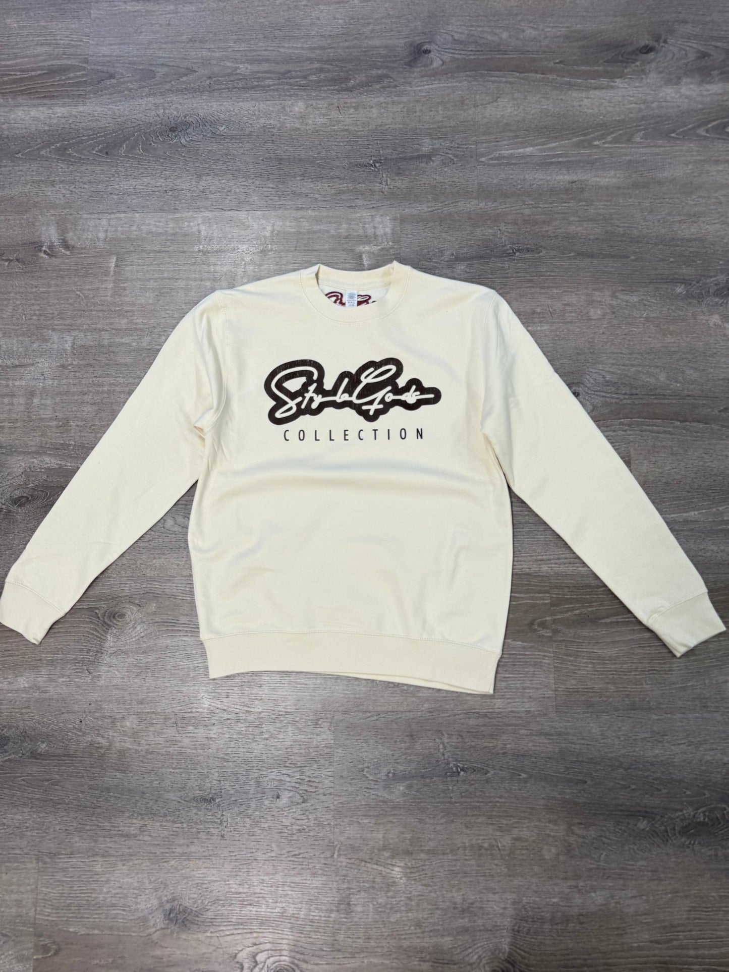 StyleGods Signature Script Crewneck SweatShirt - Tan\Brown