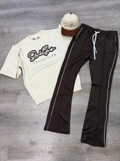 StyleGods Signature Script Crewneck SweatShirt - Tan\Brown