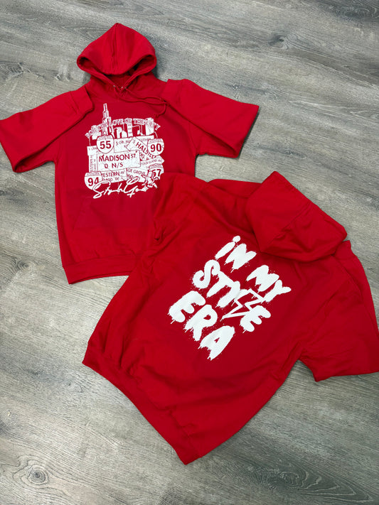 StyleGods City Hooded SweatShirt - Red