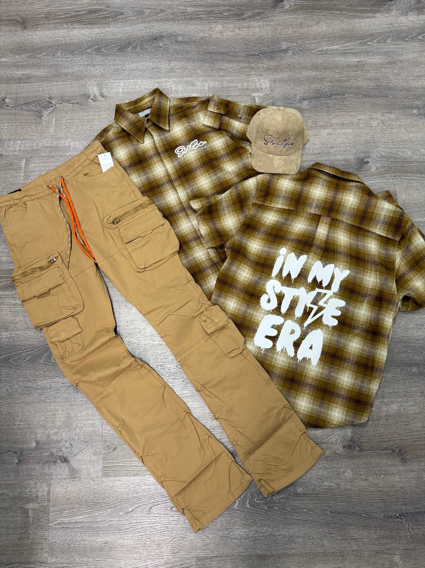 StyleGods Flannel Shirt - Rust/Tan